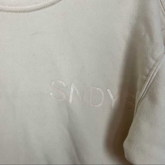 SNDYS Luxe fleece crew pullover sweatshirt sweater cream Sand Size XS - Picture 5 of 8